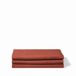 200 LINTEX Serviette de bain en lin - Nid d'abeille - Rouge Urushi