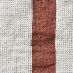 200 LINTEX Serviette de bain en lin - Nid d'abeille - Bande Rouge Urushi