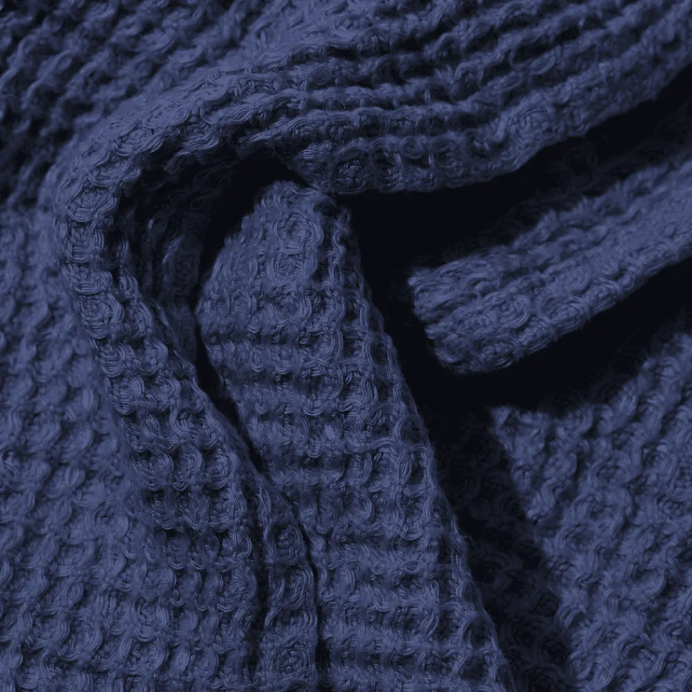 200 LINTEX Serviette de bain en lin - Waffle - Bleu Shibori