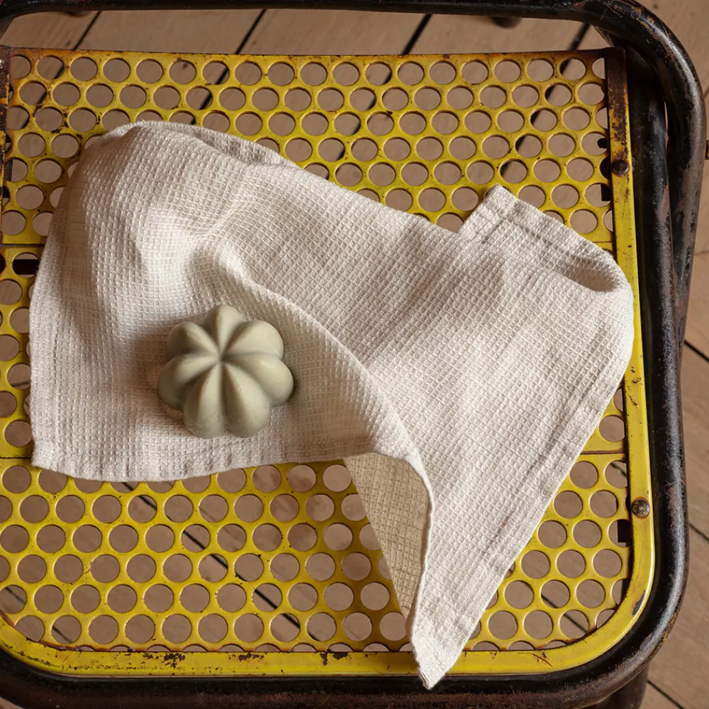 200 LINTEX Serviette de bain invité en lin - Nid d'abeille - Pierre