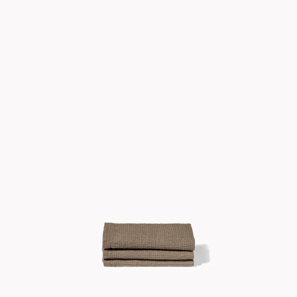 200 LINTEX Serviette de bain invité en lin - Nid d'abeille - Brun Cha Iro