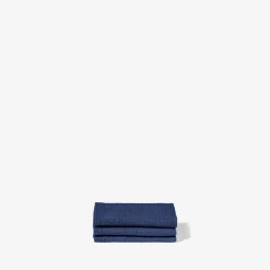200 LINTEX Serviette de bain invité en lin - Nid d'abeille - Bleu Shibori