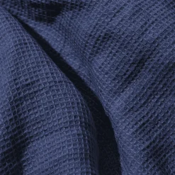 200 LINTEX Serviette de bain invité en lin - Nid d'abeille - Bleu Shibori