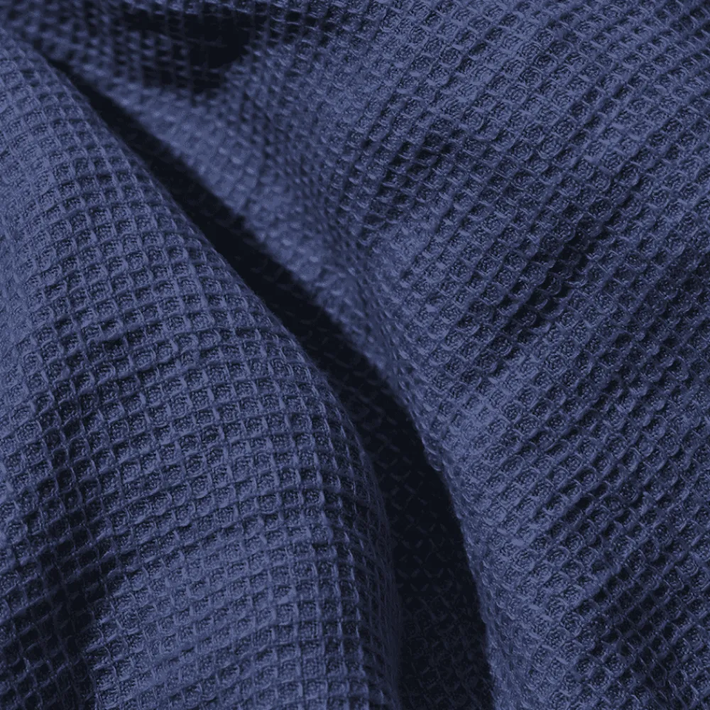 200 LINTEX Serviette de bain invité en lin - Nid d'abeille - Bleu Shibori