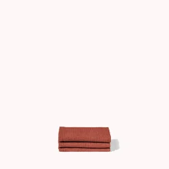 200 LINTEX Serviette de bain invité en lin - Nid d'abeille - Rouge Urushi