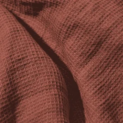 200 LINTEX Serviette de bain invité en lin - Nid d'abeille - Rouge Urushi