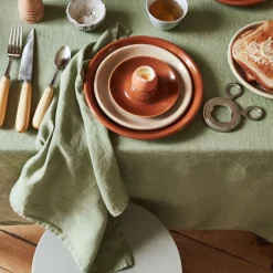 200 LINTEX Serviette de table en lin lavé - Vert Komorebi