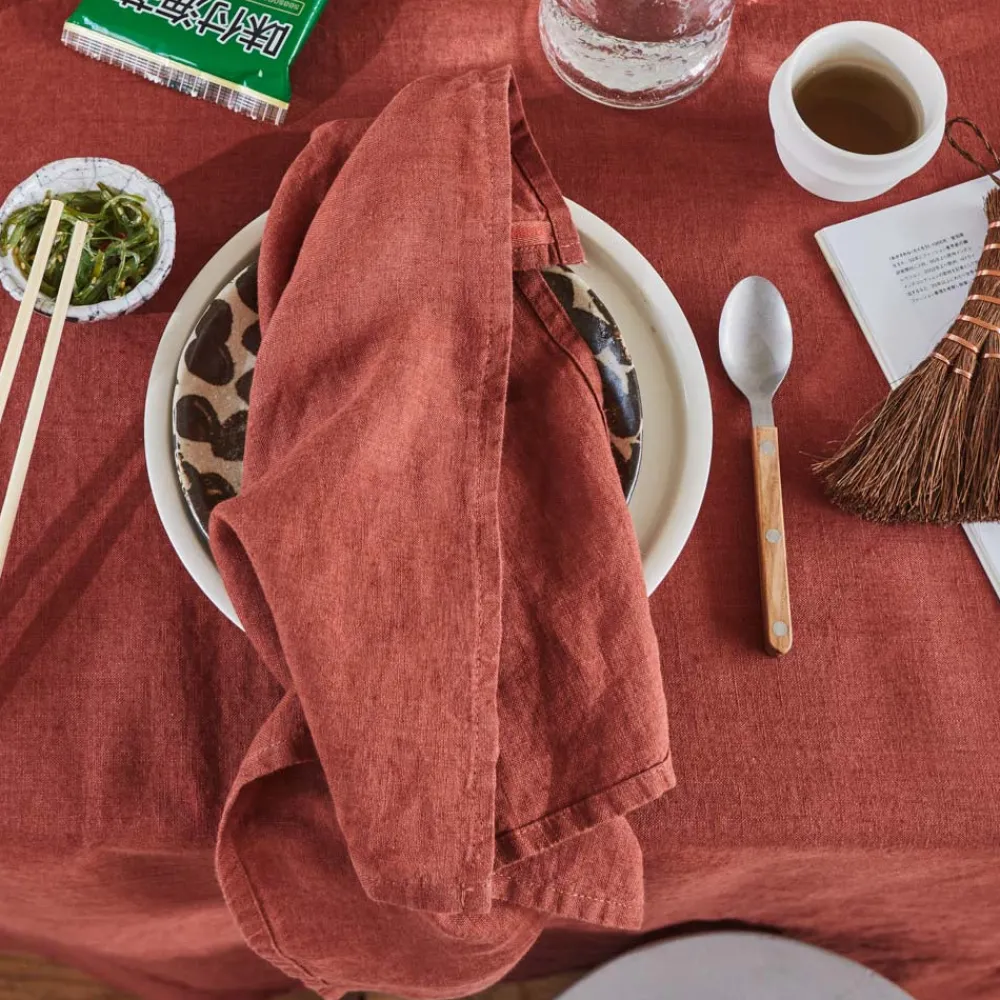 200 LINTEX Serviette de table en lin lavé - Rouge Urushi
