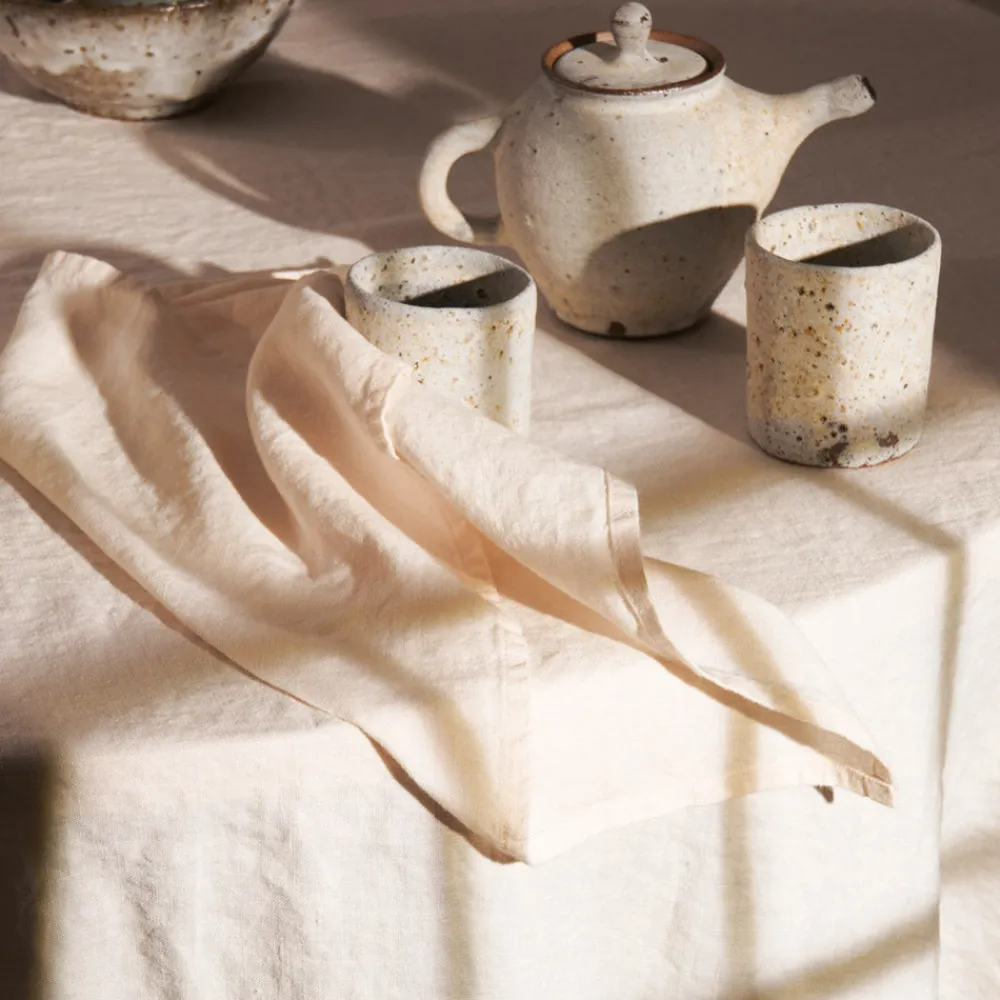 200 LINTEX Serviette de table en lin lavé - Blanc de Ceruse