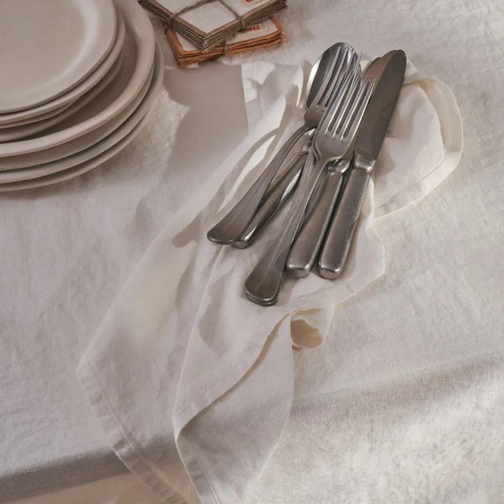 200 LINTEX Serviette de table en lin lavé - Blanc Gres