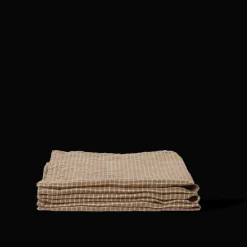 200 LINTEX Serviette de table en lin lavé - Carreaux Brun Cha Iro