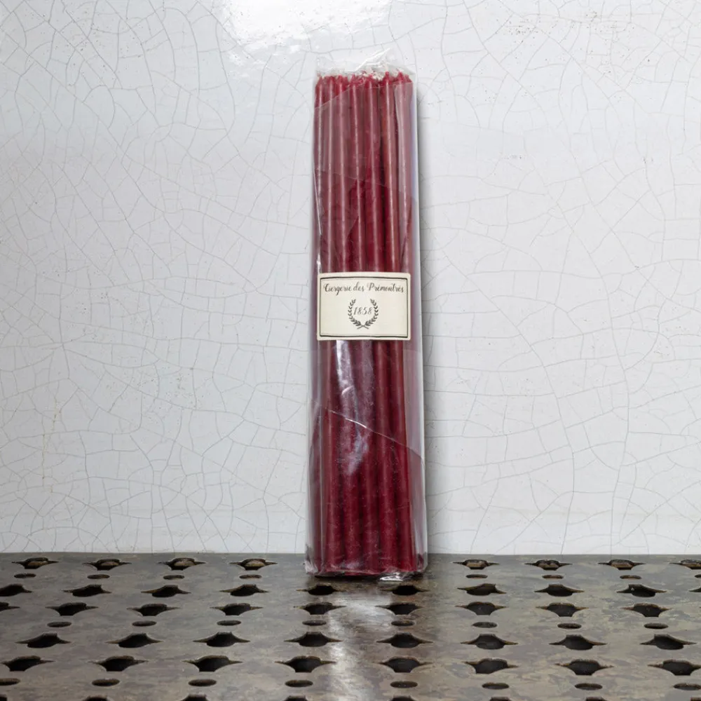 1061 CIERGERIE DES PREMONTRES Set de 25 bougies fines - Bordeaux