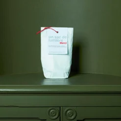 MERCI Set de 4 lanternes en papier - Blanc et argenté