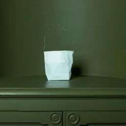 MERCI Set de 4 lanternes en papier - Blanc et argenté