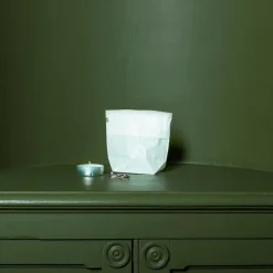 MERCI Set de 4 lanternes en papier - Blanc et argenté