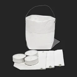 MERCI Set de 4 lanternes en papier - Blanc et argenté