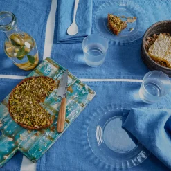 200 LINTEX Set de table en lin lavé - Bleu Paros