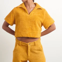 Women Simone Fan - T-shirt The Cropped Polo - Jaune