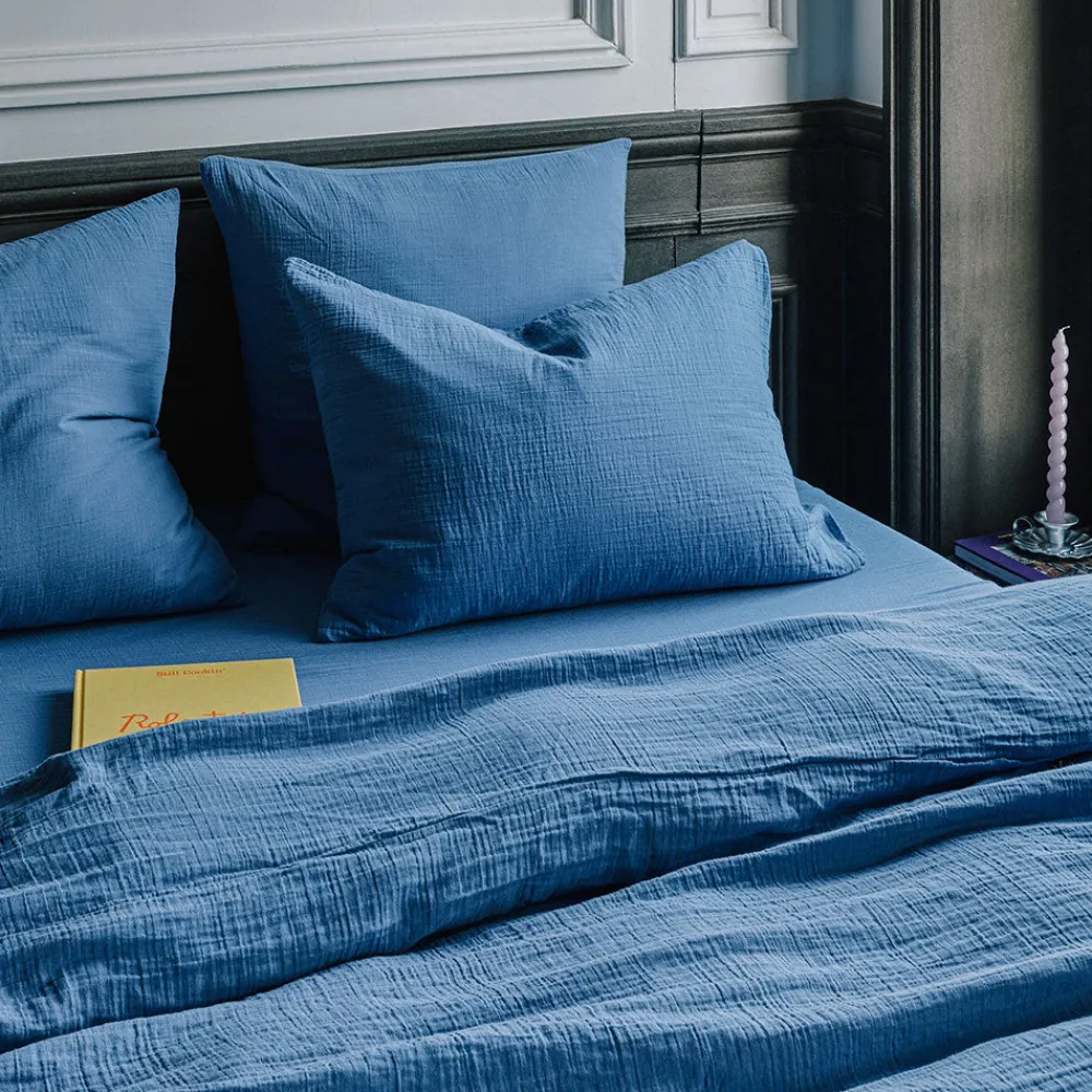 2100 GAZEX Taie d'oreiller en gaze de coton - Bleu Pompidou