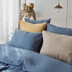 2100 GAZEX Taie d'oreiller en gaze de coton - Bleu Zinc