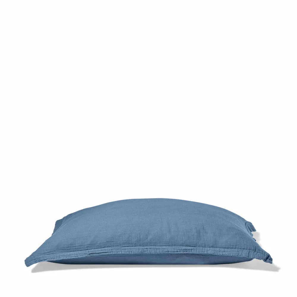 2100 GAZEX Taie d'oreiller en gaze de coton - Bleu Zinc