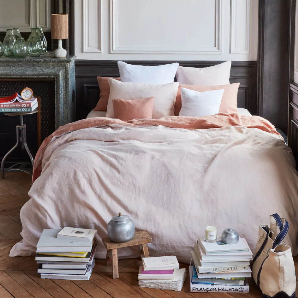 200 LINTEX Taie d'oreiller en lin lavé - Beige Rosé
