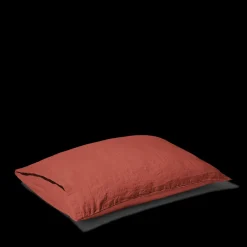 200 LINTEX Taie d'oreiller en lin lavé - Rouge Bourbon