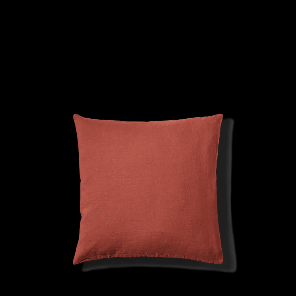 200 LINTEX Taie d'oreiller en lin lavé - Rouge Bourbon