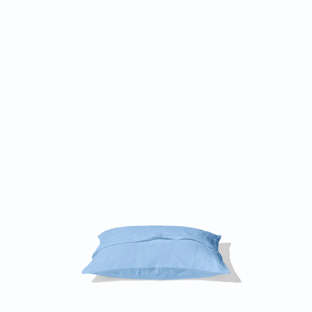 200 LINTEX Taie d'oreiller en lin lavé - Bleu Tyrrhénien