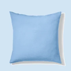 200 LINTEX Taie d'oreiller en lin lavé - Bleu Tyrrhénien
