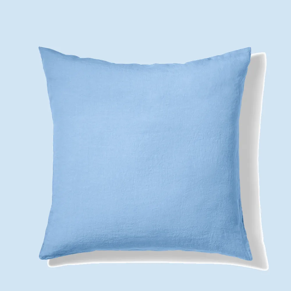 200 LINTEX Taie d'oreiller en lin lavé - Bleu Tyrrhénien
