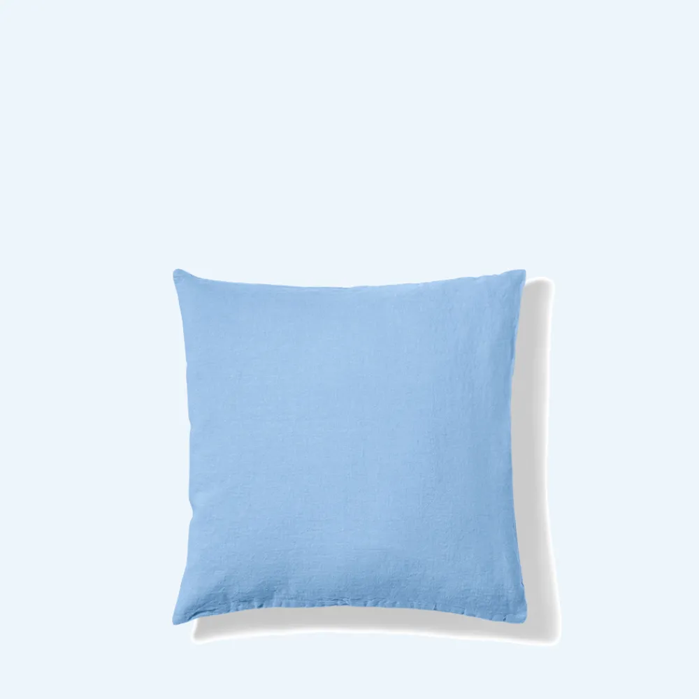 200 LINTEX Taie d'oreiller en lin lavé - Bleu Tyrrhénien