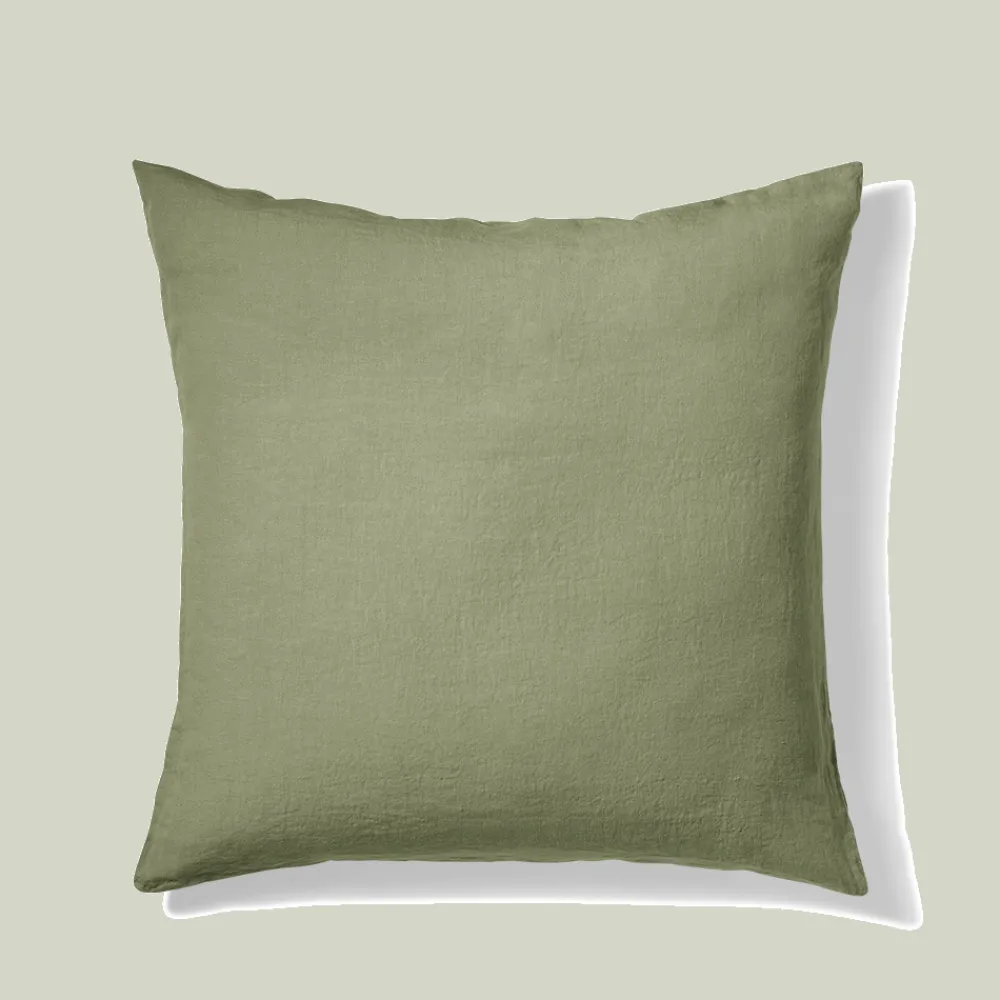 200 LINTEX Taie d'oreiller en lin lavé - Vert Komorebi