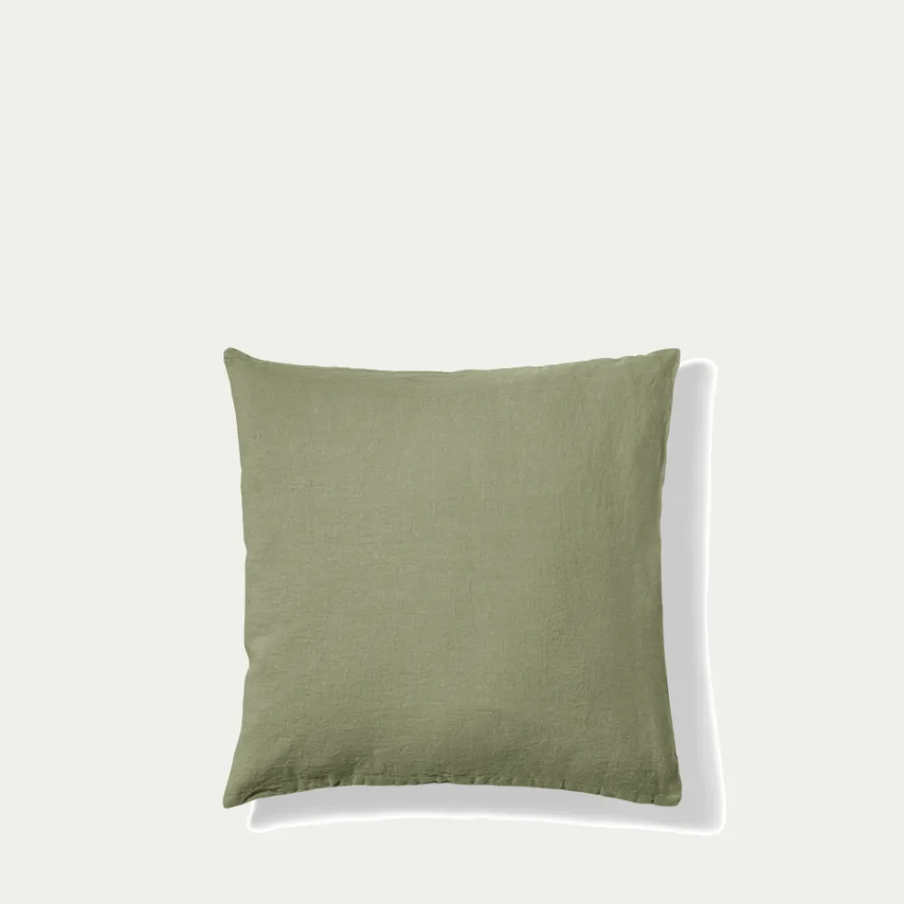 200 LINTEX Taie d'oreiller en lin lavé - Vert Komorebi