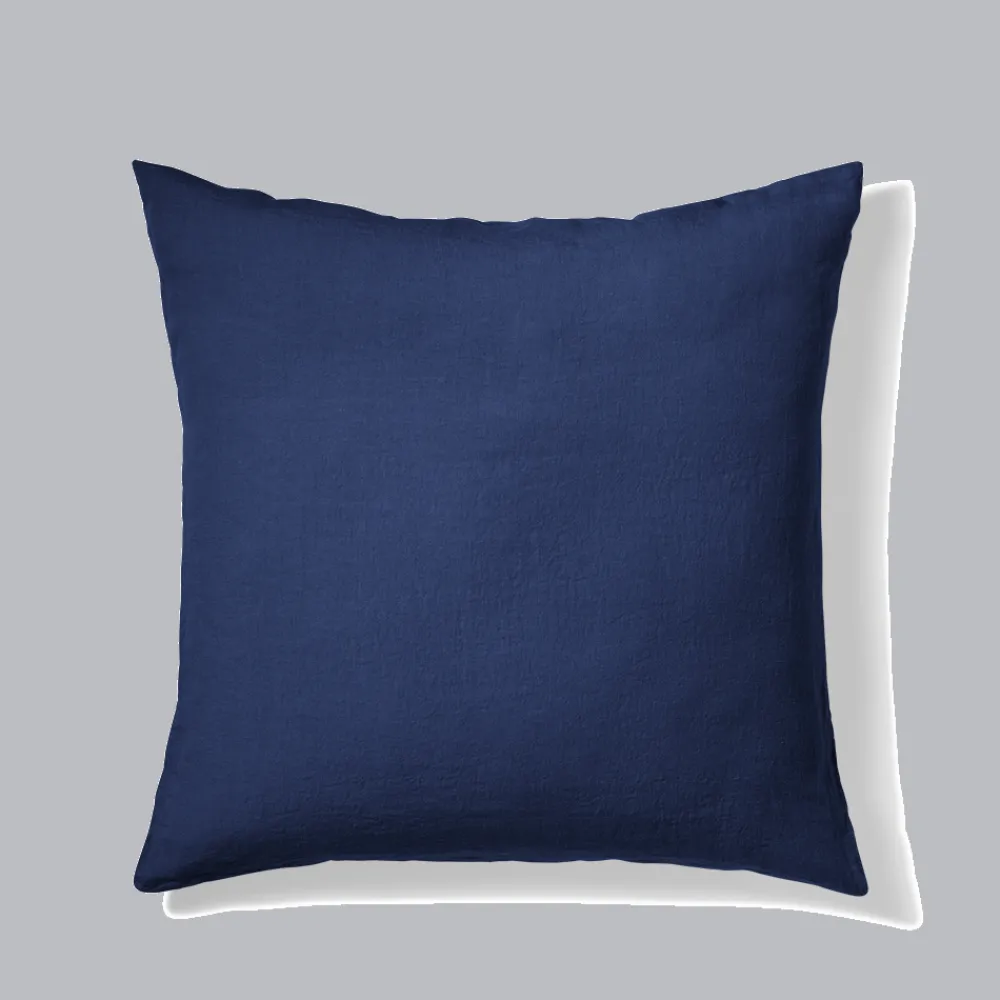 200 LINTEX Taie d'oreiller en lin lavé - Bleu Shibori