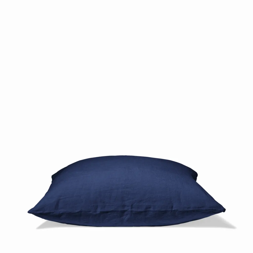 200 LINTEX Taie d'oreiller en lin lavé - Bleu Shibori