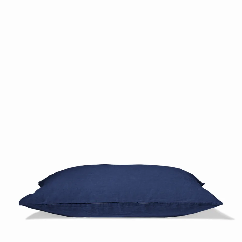 200 LINTEX Taie d'oreiller en lin lavé - Bleu Shibori