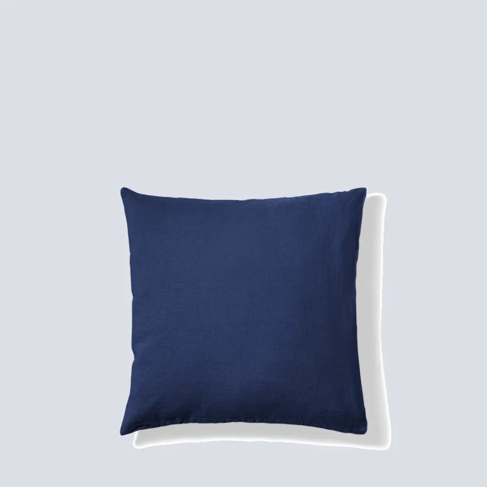 200 LINTEX Taie d'oreiller en lin lavé - Bleu Shibori