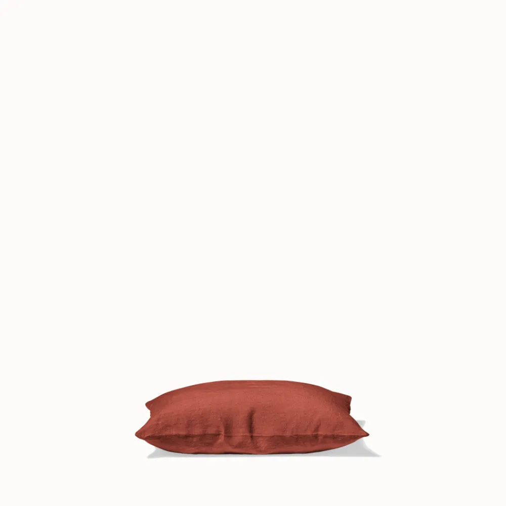 200 LINTEX Taie d'oreiller en lin lavé - Rouge Urushi