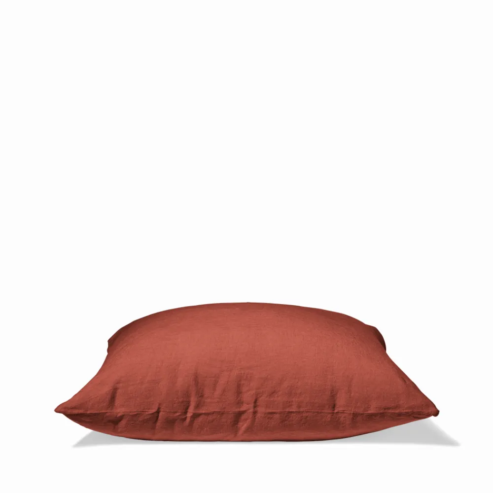 200 LINTEX Taie d'oreiller en lin lavé - Rouge Urushi