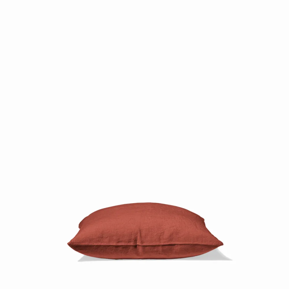 200 LINTEX Taie d'oreiller en lin lavé - Rouge Urushi