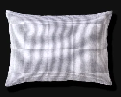 200 LINTEX Taie d'oreiller en lin lavé - Carreaux Bleu Shibori