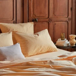 1700 COTEX Taie d'oreiller en percale de coton - Jaune Orge