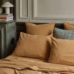 1700 COTEX Taie d'oreiller en percale de coton - Brun Sarrasin