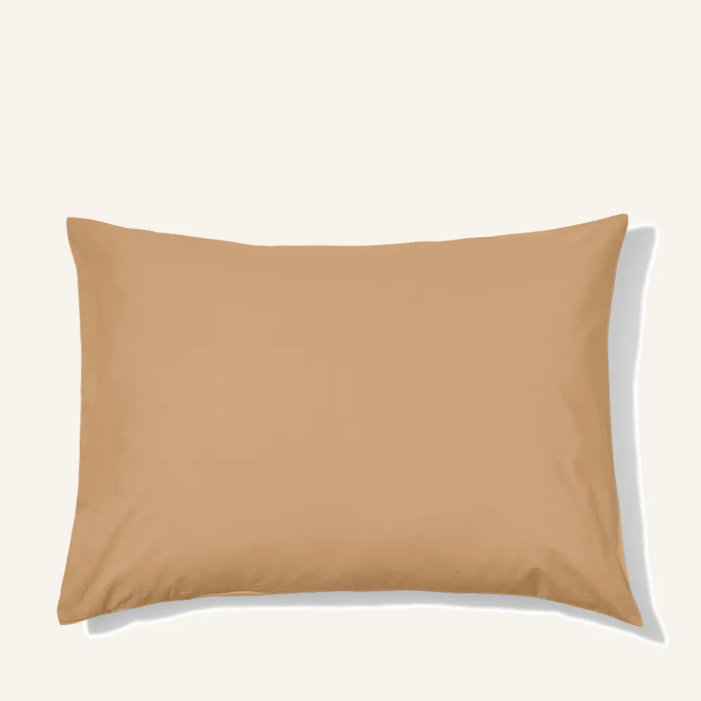 1700 COTEX Taie d'oreiller en percale de coton - Brun Sarrasin