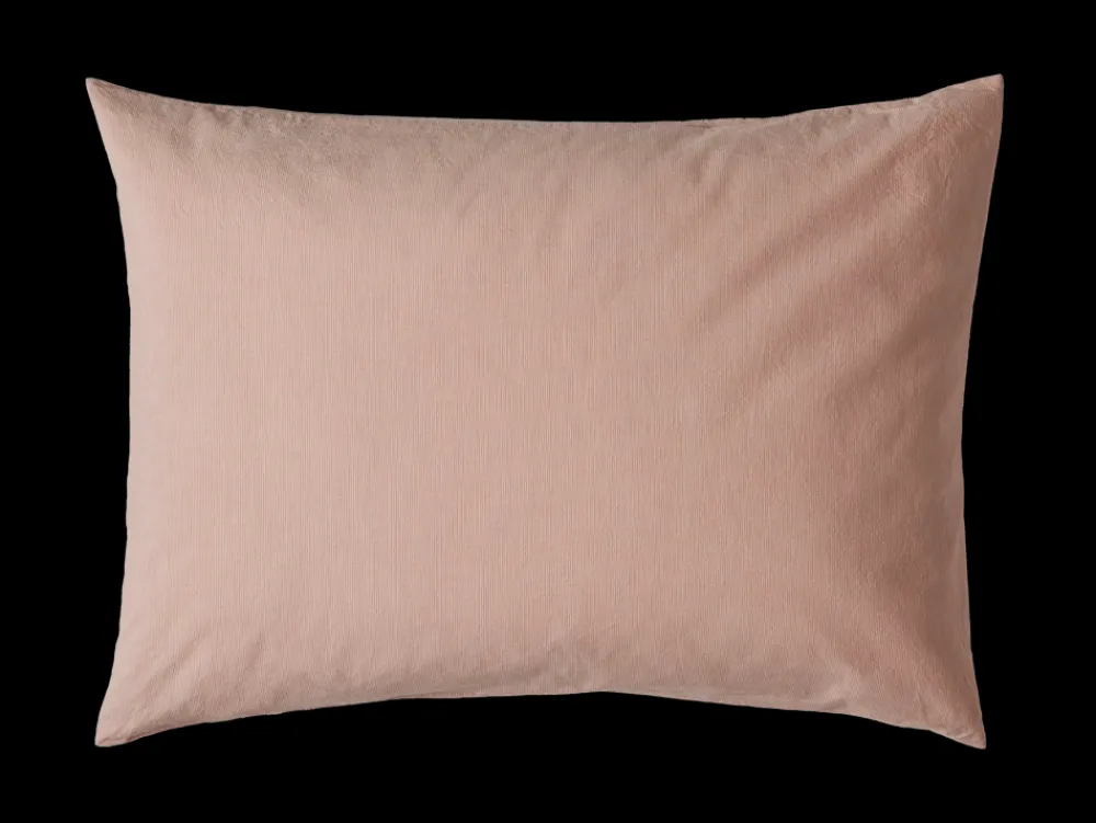 1700 COTEX Taie d'oreiller en percale de coton - Rayures Rouge Ocre
