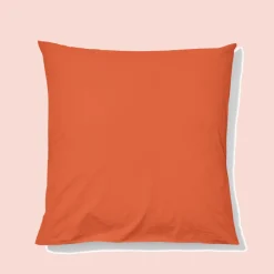 1700 COTEX Taie d'oreiller en percale de coton - Rouge Ocre