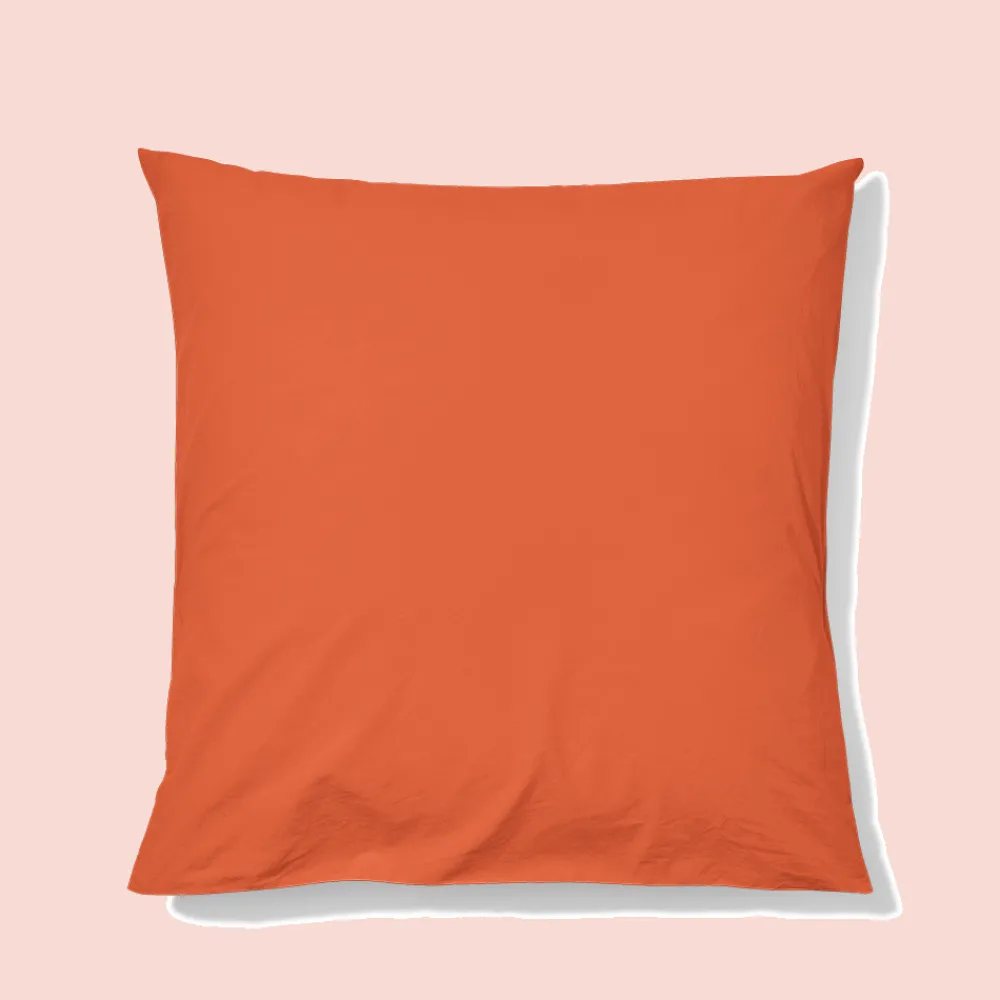 1700 COTEX Taie d'oreiller en percale de coton - Rouge Ocre