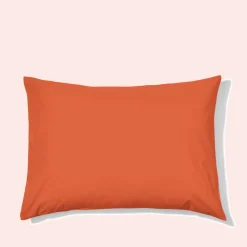 1700 COTEX Taie d'oreiller en percale de coton - Rouge Ocre