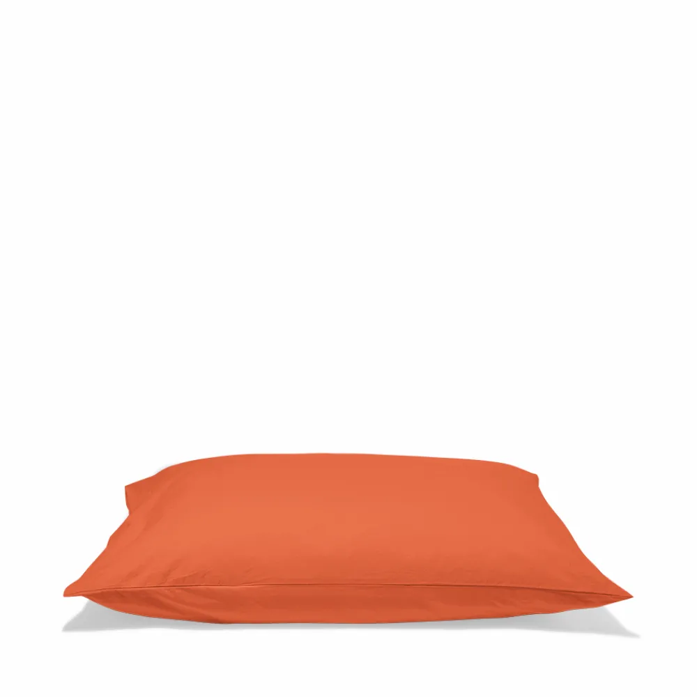 1700 COTEX Taie d'oreiller en percale de coton - Rouge Ocre